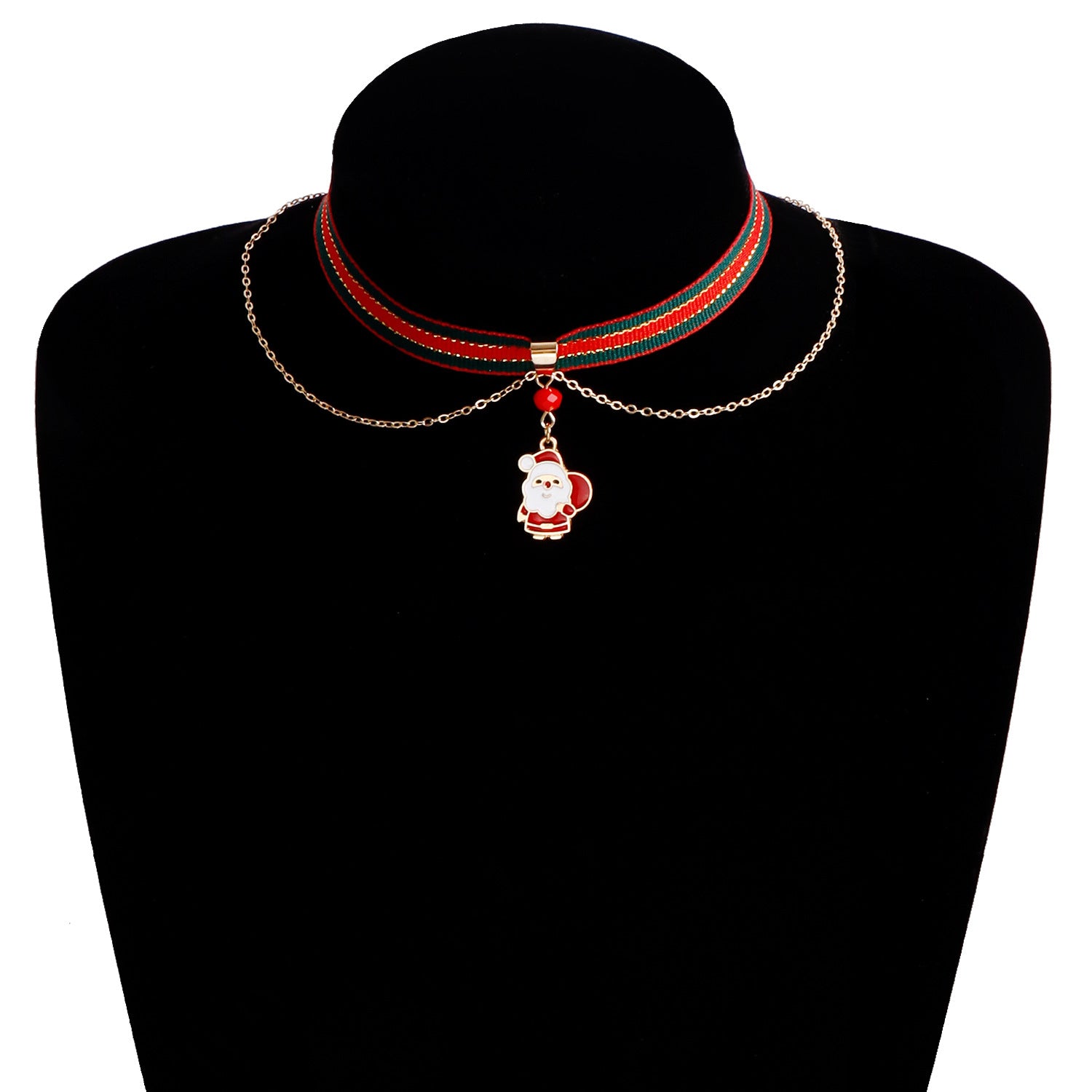 Wholesale Christmas Cartoon Dripping Santa Claus Ribbon Necklace